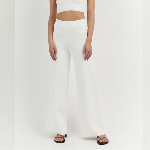 DISSH Pants - Dissh Mara White Knit Wide Leg Pants Size Large